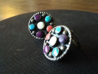 Vintage Sterling Silver Mexico Earrings Set With Stones 20 Grams