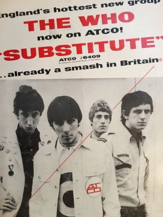 Vintage 1966 The Who Substitute Atco Hottest Group Music Ad