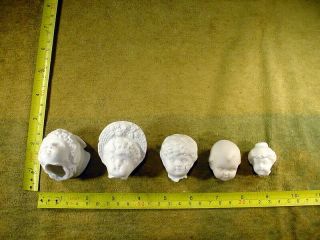 5 X Excavated Vintage Victorian Bisque Doll Head Hertwig & Co Age 1860 Art 13134