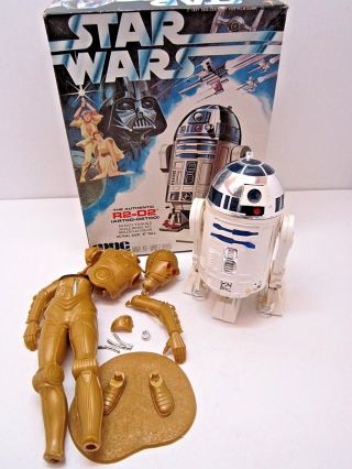 VINTAGE 1977 STAR WARS R2 - D2 & C - 3PO BUILT UP MODELS IN R2 BOX MPC 1970 ' S TOY 5