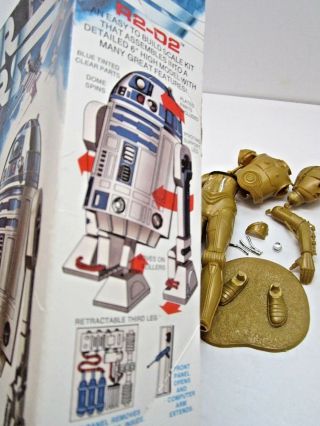 VINTAGE 1977 STAR WARS R2 - D2 & C - 3PO BUILT UP MODELS IN R2 BOX MPC 1970 ' S TOY 8