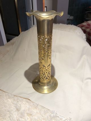 Vintage Religious Altar Brass Candle Holder With Glass Insert