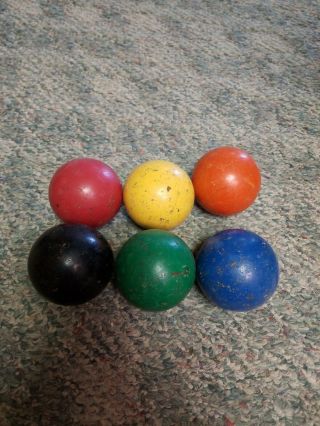 Set Of 6 Vtg Solid Color Croquet Balls