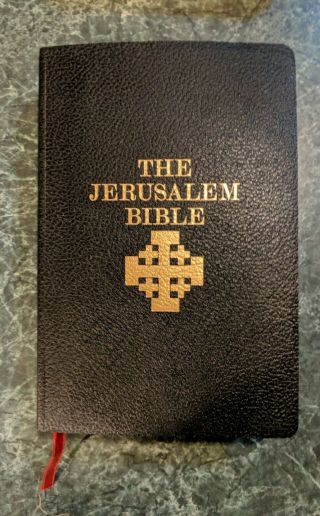 The Jerusalem Bible 1966 Doubleday Black Cover With Red Ribbon Marker