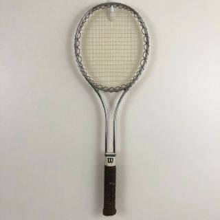 Vintage Wilson T2000 Steel Frame Tennis Racquet 4 - 5/8 Medium Leather Grip Cover 4