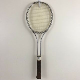 Vintage Wilson T2000 Steel Frame Tennis Racquet 4 - 5/8 Medium Leather Grip Cover 5