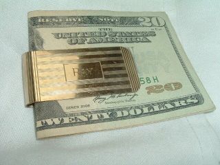 Vintage Hayward 12k Gold Filled Money Clip Engraved With Ray In Gift Box