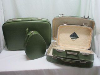 Vintage 4 - Piece Nesting Hard Suitcase Luggage Set Olive Green