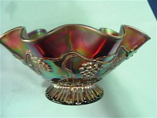 NORTHWOOD Carnival Glass Bowl - Amethyst Star of David w/ Bows,  Vintage on Back 3