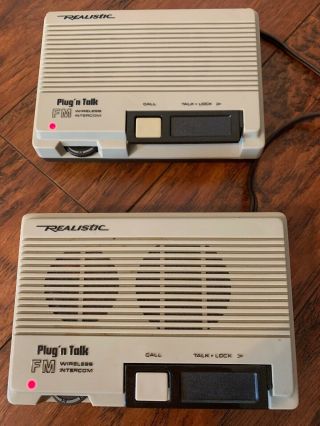 Vintage Realistic Plug`n Talk Fm Wireless Intercom 43 - 207b
