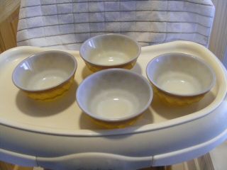 Set Of 4 Vintage Ah Fire King Kimberly Diamond Cereal Bowl Yellow/gold/brown