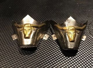 Vintage Alpaca Silver Cowboy/cowgirl Boot Tips With Longhorn Steer Emblems