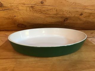 Vintage Emile Henry Green 14 X 10 Oval Baking Cassarole Dish Made In France