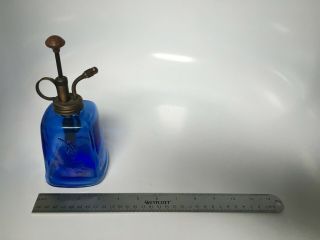 Blue Glass Plant Mister Vintage Glass Water Spray Bottle With Brass Top Pump 5