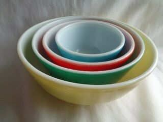 Pyrex Vintage Primary Color Mixing Bowl Set Great