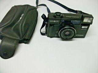 Vintage Minolta Hi - Matic Af2 - M 35mm Film Camera Af Motor Flash With Case