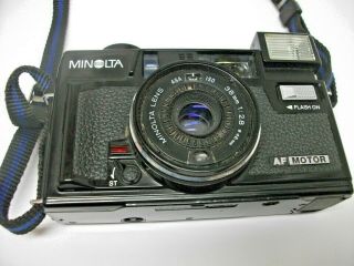 Vintage Minolta Hi - Matic AF2 - M 35mm Film Camera AF Motor Flash With Case 2