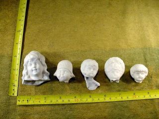 5 X Excavated Vintage Victorian Bisque Doll Head Hertwig & Co Age 1860 Art 13133