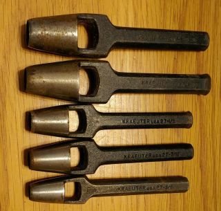 Vintage Kraeuter Leather Hole Punch Tools Set Of 5 - 5/8 9/16 1/2 7/16 3/8