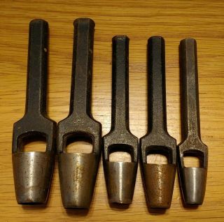 Vintage Kraeuter Leather Hole Punch Tools Set of 5 - 5/8 9/16 1/2 7/16 3/8 4