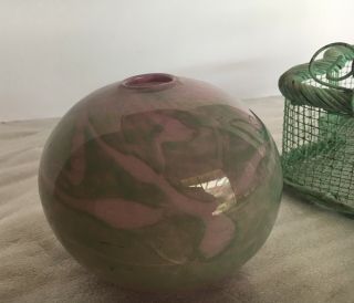 Vintage Hand Blown Swirl Glass Vase