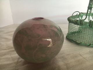 vintage hand blown Swirl glass vase 3