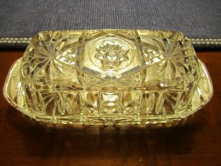 Vintage Anchor Hocking Glass Star Of David Covered Butter Dish