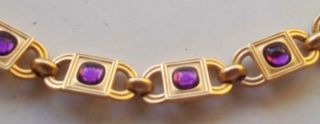 Monet Vintage Bracelet Haute Couture Purple Gripox Cabochon Gold Links