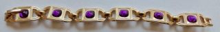 MONET Vintage Bracelet Haute Couture Purple Gripox Cabochon Gold Links 2