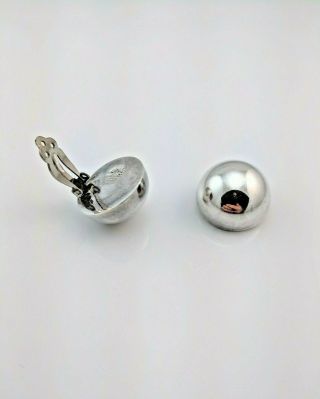 Vintage Sterling Silver Half - Sphere Clip - On Earrings Mexico