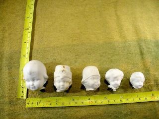 5 X Excavated Vintage Victorian Bisque Doll Head Hertwig & Co Age 1860 Art 13140