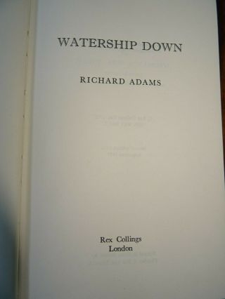 1973 WATERSHIP DOWN BY RICHARD ADAMS HB DJ FOLD - OUT COL MAP THE PLAGUE DOGS ^ 2
