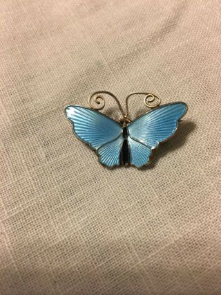 Vintage Norway David - Anderson Sterling Silver/ Blue Enamel Butterfly Pin