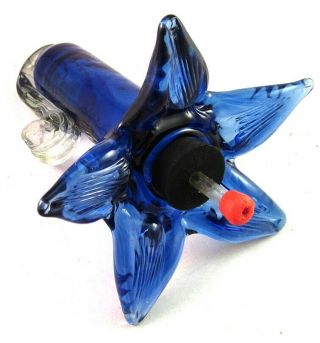 Parasol - Vintage Blue Hand Blown Glass Hummingbird Feeder