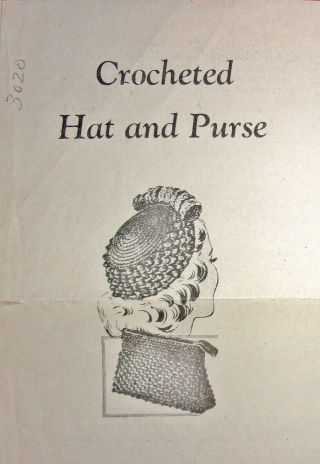 Mail Order 3020 Crochet Pillbox Hat & Zip Closure Clutch Purse Vtg 40s Pattern