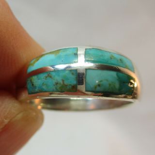 Vintage Estate Turquoise Sterling Silver 925 Ring - 5 Grams - Size 9.  75