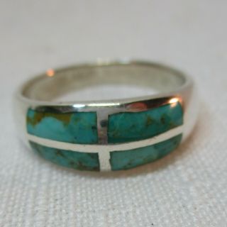 Vintage Estate TURQUOISE Sterling Silver 925 Ring - 5 Grams - Size 9.  75 2