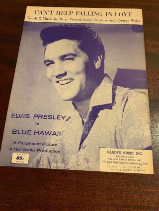 Vintage Elvis Presley Sheet Music Can’t Help Falling In Love