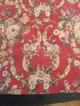 Vtg Ralph Lauren Danielle Marseille Red Gold Floral Full Fitted Sheet Usa French