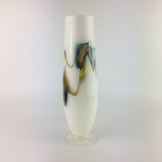 Vintage Mid Century Art Glass Opaline Encased Swirl Vase