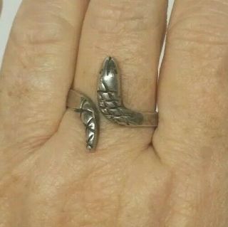 Vintage Taxco Mexico Sterling Silver Rattlesnake Bypass Ring Sz 7 Solid Weight J