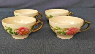 Vintage Franciscan Ware Desert Rose Tea Cups Cream Pink Set Of 4