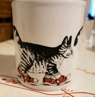 Vintage Kilban Cat Coffee Mug Red Sneakers White Sox Kiln Craft England