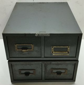(2) Vintage (2) Drawer Steelmaster Metal Industrial File Library Storage Cabinet