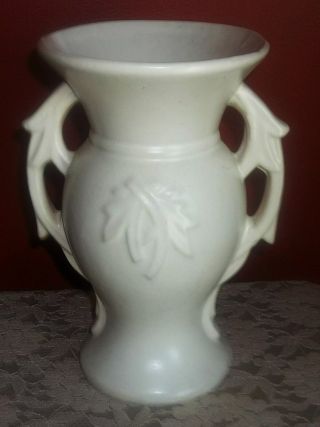 Vintage Off White Matte Mccoy Pottery Double Handle Vase
