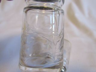 Vintage Cut Glass Salt & Pepper Shaker Set Mother of Pearl Lids 3
