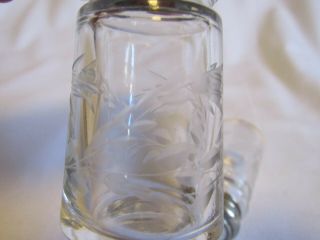 Vintage Cut Glass Salt & Pepper Shaker Set Mother of Pearl Lids 4