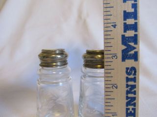 Vintage Cut Glass Salt & Pepper Shaker Set Mother of Pearl Lids 5