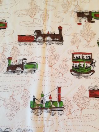 Vintage Light Weight Polyester Knit Fabric With Trains (2 Yds) 72 " X 52 "