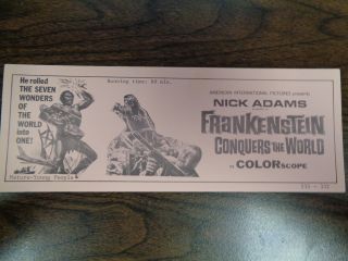 Frankenstein Conquers The World Vintage Movie Ad Nick Adams American Intl.